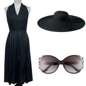 EUC - Laurèl Linen Midi Pleated Halter Dress